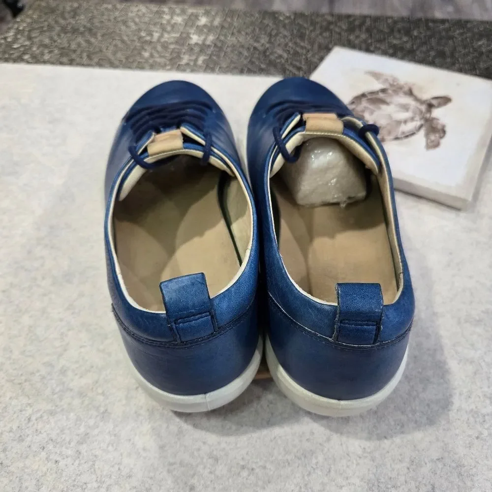 🐢 ECCO Soft 7 Men's Leather Sneaker. Blue Size 11. $170 new.